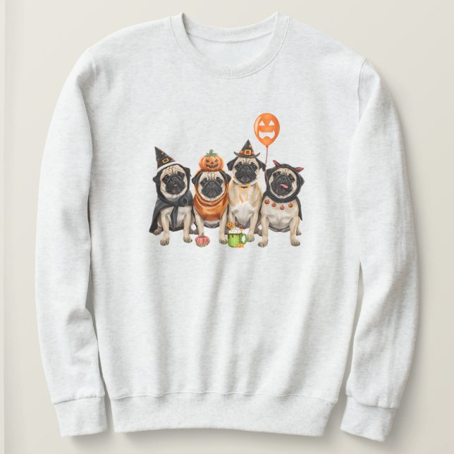 Moletom Pug Halloween Sweatshirt-Halloween Dog Mom  (Frente do Design)