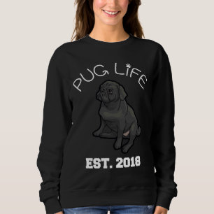 Moletom Pug Life - Estabelecido Em 2018 - Black Pug Fited 