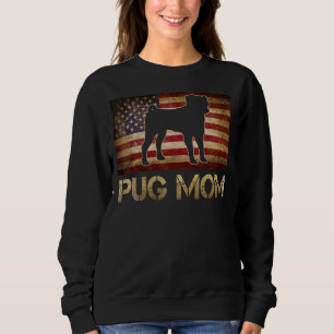 Moletom Pug Mãe Vintage Bandeira Americana Um Cão Patrióti