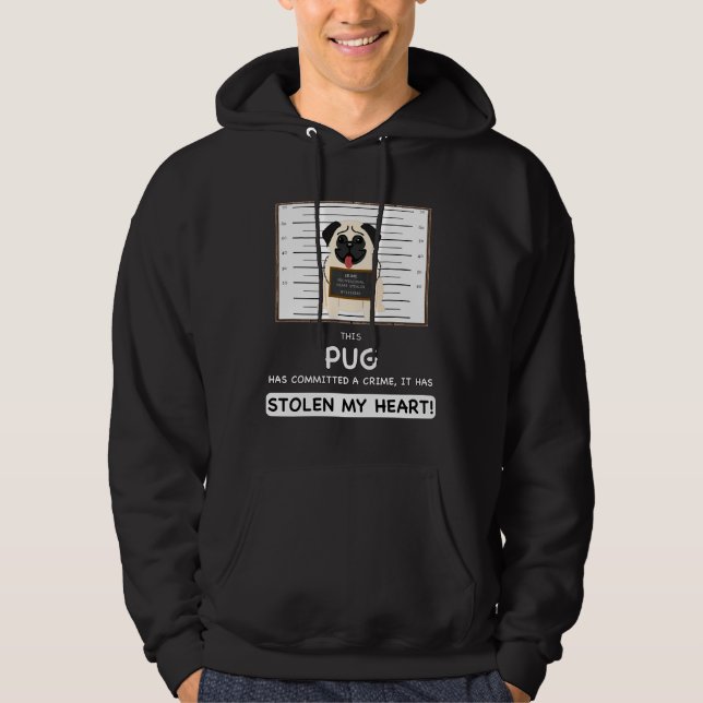 Moletom Pug Mugshot - Engraçada Presente Para O Cão Ao Lov (Frente)
