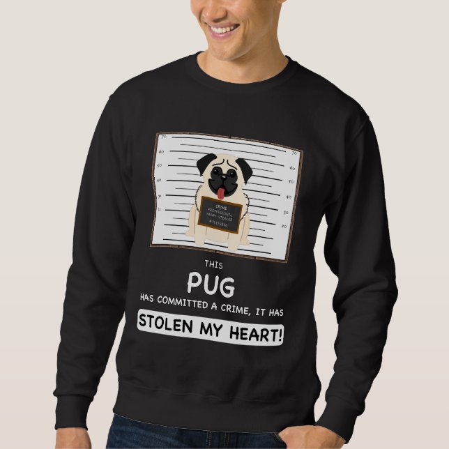 Moletom Pug Mugshot - Engraçada Presente Para O Cão Ao Lov (Frente)