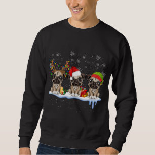Moletom Pug Natal Santa Hat, Pugs Engraçados, Xmas