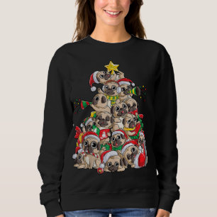 Moletom Pug Papais noeis de Cachorro de Árvore de Natal Fe