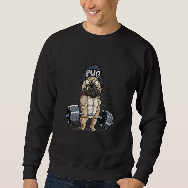 Moletom Pug Pesando Com Malhação De Elevação De Porte (Frente)