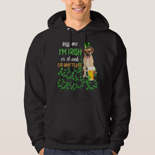 Moletom Puggle Beije-me Sou Irlandês, Bebado ou qualquer c (Frente)