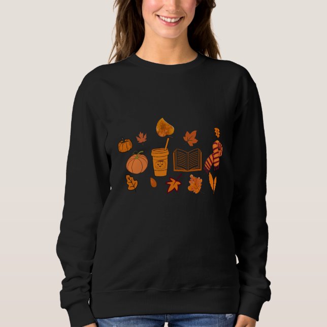 Moletom Pumpkin Halloween Sweatshirt Fall Cozy Spooky Vibe (Frente)