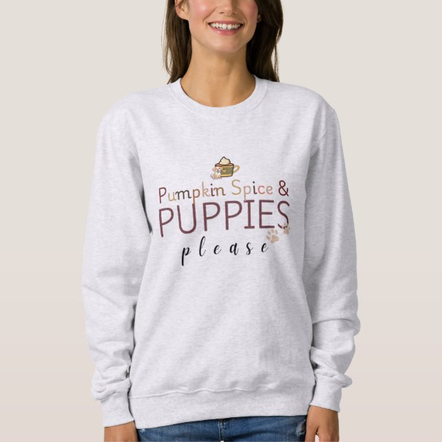 Moletom Pumpkin Spice e Puppie Por favor, Queda Amantes (Frente)