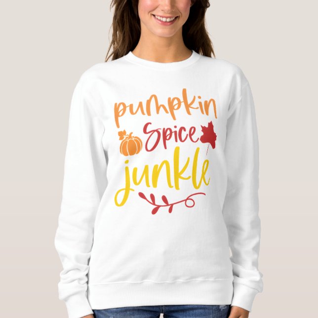 Moletom Pumpkin Spice Junkie Fall Design com Abóbora (Frente)