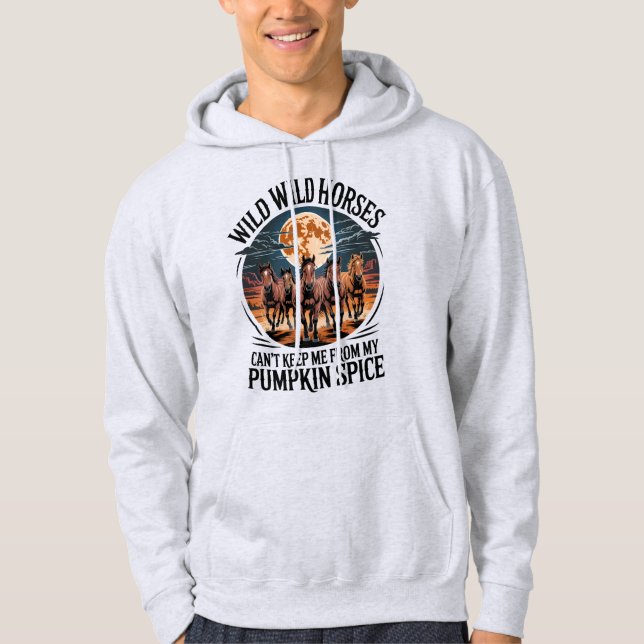 Moletom Pumpkin Spice Season Funny Fall Meme Wild Horses (Frente)