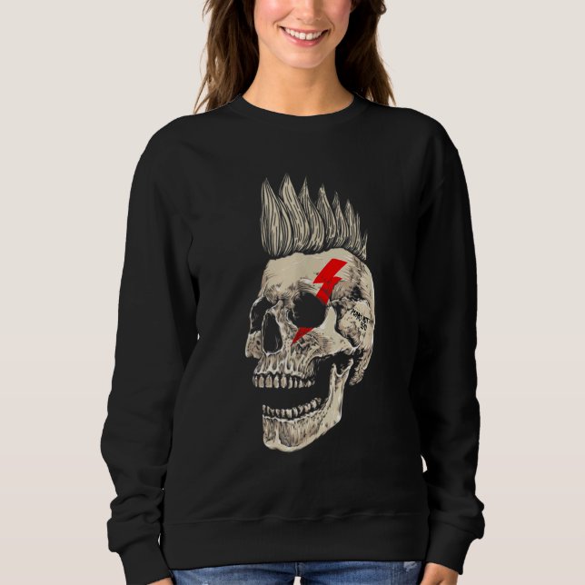 Moletom Punk Rock Skull Com Estilo Mohawk (Frente)