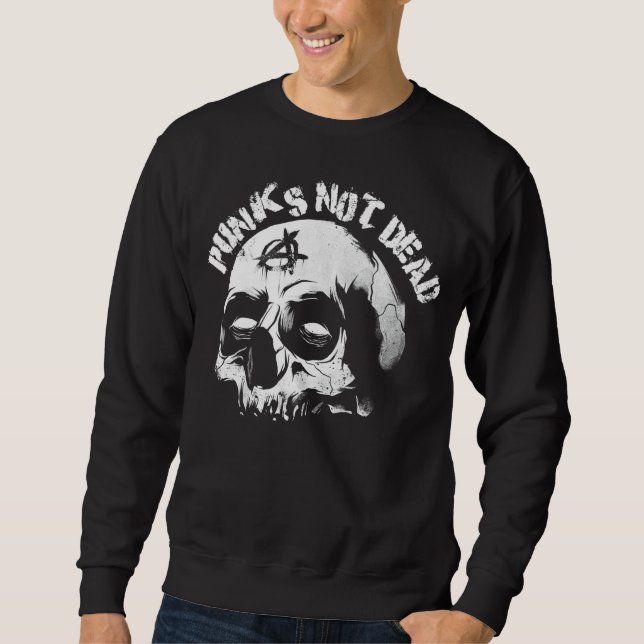 Moletom Punks Not Morto Punk Rock Skull Style Punk Anarch (Frente)