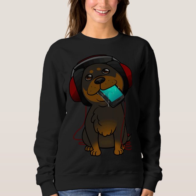 Moletom Pup Rottweiler do Fone de Ouvido (Frente)