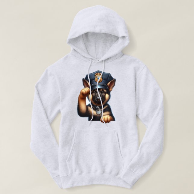 Moletom Puppy Vestido como Policial com Boné e Crachá (Frente do Design)