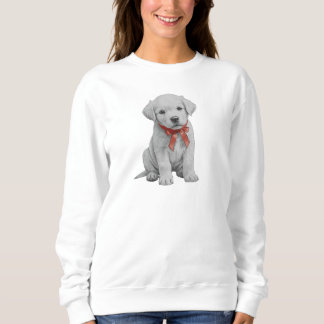 Moletom Puppy with Red Bow Sweatshirt Cute Puppy Crewneck