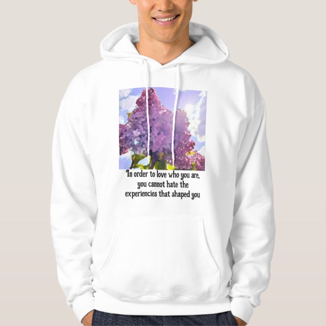 Moletom purple Floral photo bouquet inspirational phrase (Frente)
