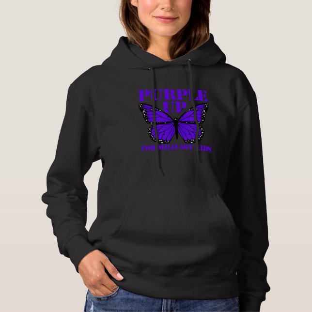 Moletom Purple Up For Military Kids Butterfly Girls Purple (Frente)