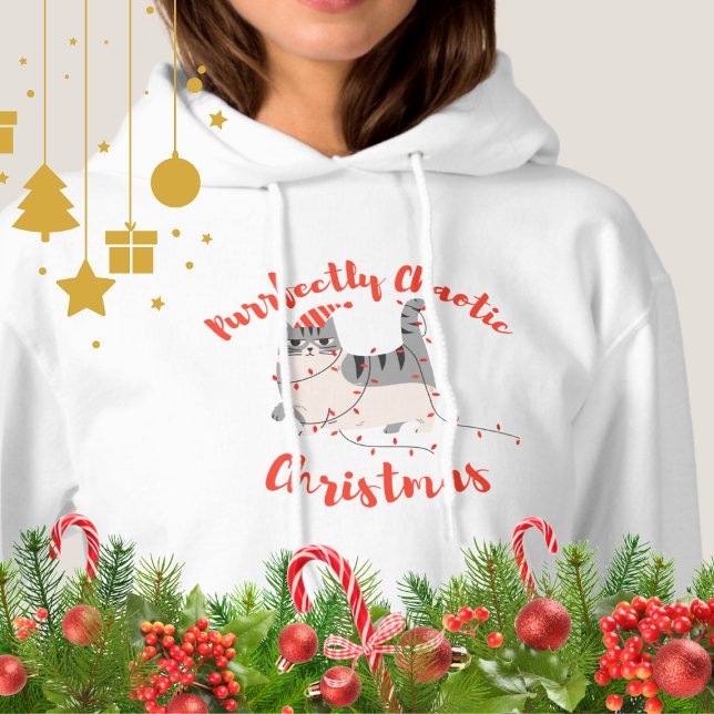 Moletom Purrfectly Chaotic Christmas Funny Holiday Cat  (Criador carregado)