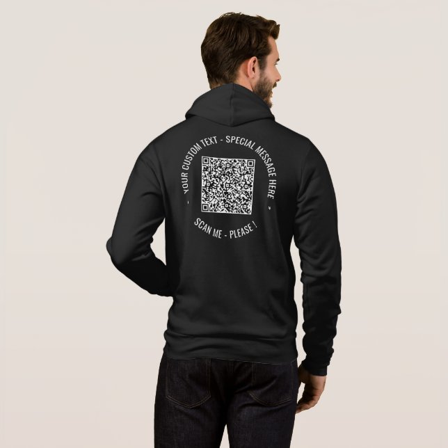 Moletom QR Code and Custom Text Your Promotional Hoodie (Parte Traseira Completa)