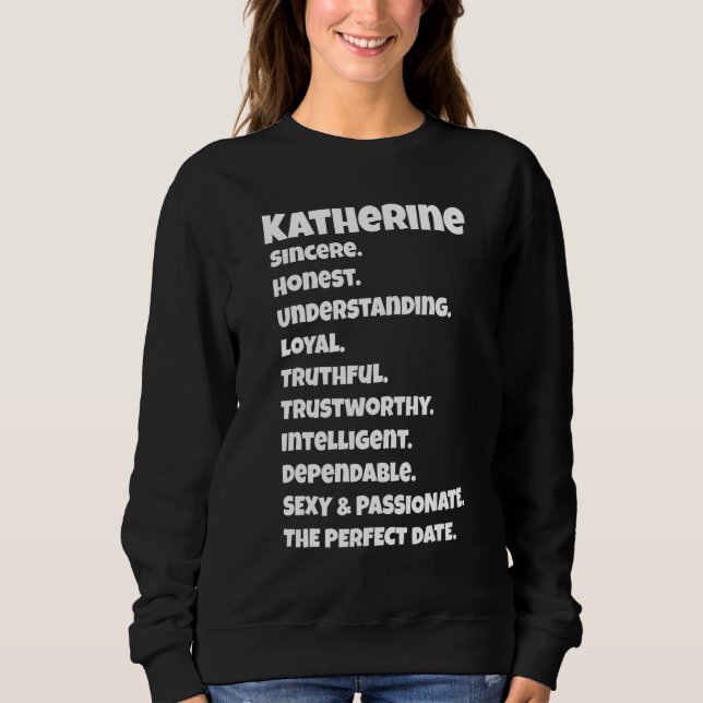 Moletom Qualidades da Data Perfeita de Katherine   Dito Sa (Frente)