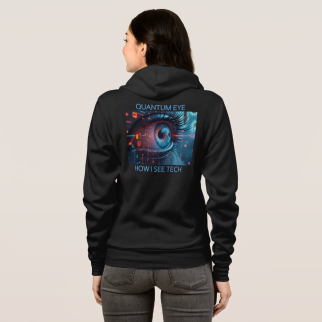 Moletom Quantum Eye tecnologia mulheres Bella capuz preto (Parte Traseira Completa)