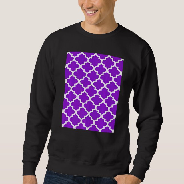 Moletom Quatrefoil Pattern In White Outline On Purple (Frente)