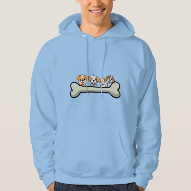 Moletom Quatro Cachorrinhos Divertidos com design de Ossos (Frente)