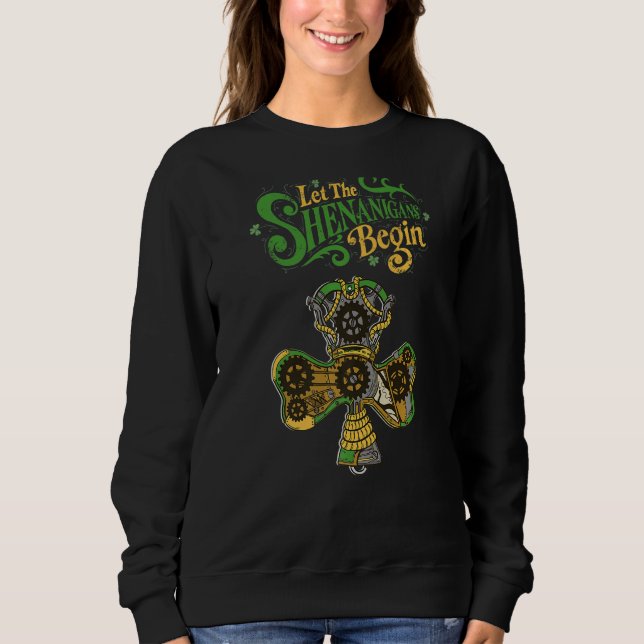 Moletom Que Comece as Travessuras Steampunk Trevos St Pat (Frente)