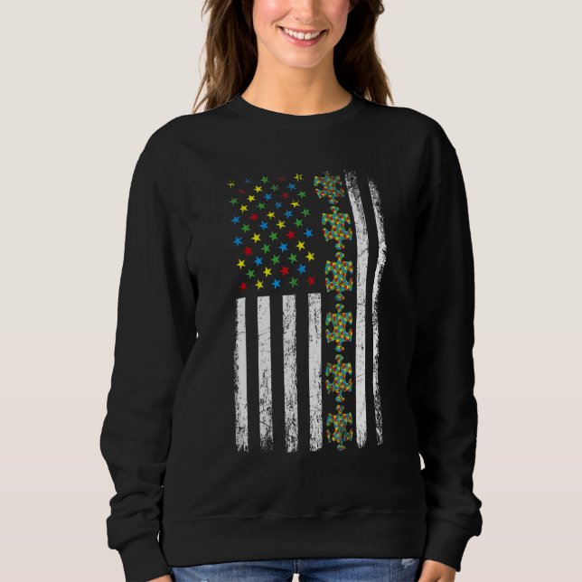 Moletom Quebra-cabeça de bandeira americana consciência do (Frente)