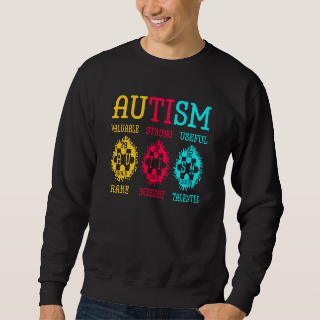 Moletom Quebra-cabeça de Consciência Autismo Elementos de  (Frente)