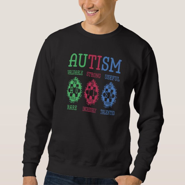 Moletom Quebra-cabeça de Consciência Autismo Elementos de  (Frente)