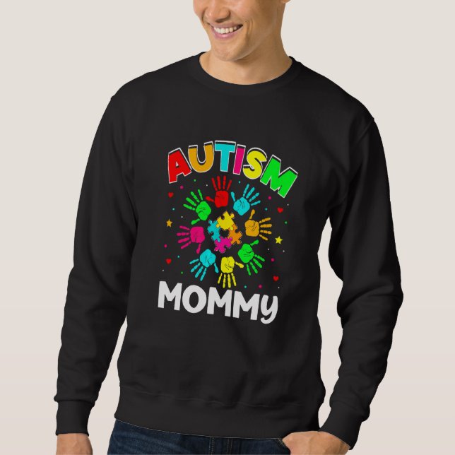Moletom Quebra-cabeça de Mamãe de de Autismo Autism Awaren (Frente)