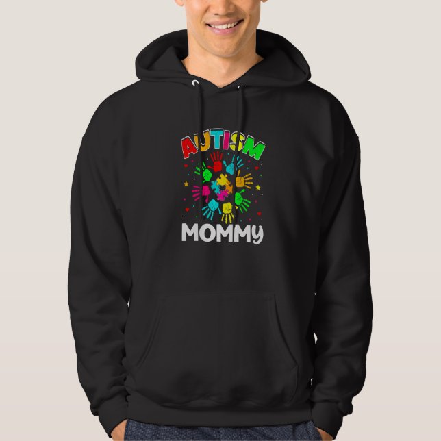 Moletom Quebra-cabeça de Mamãe de de Autismo Autism Awaren (Frente)