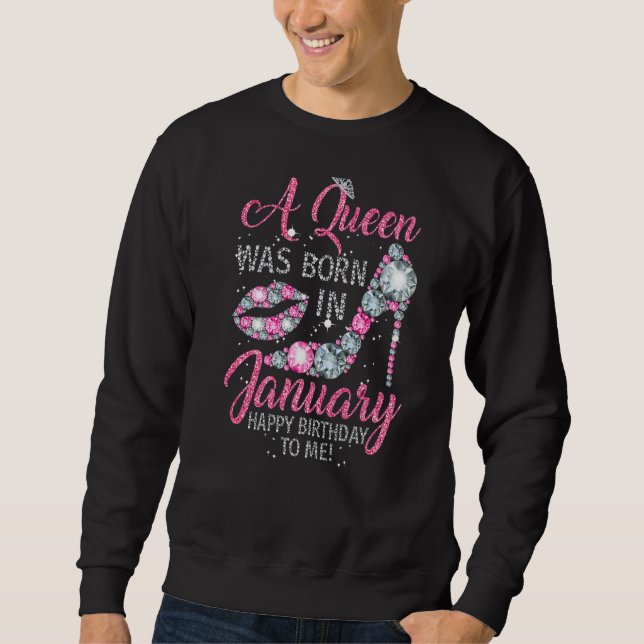 Moletom Queen Was Born in January Funny Gift High Heel Dia (Frente)
