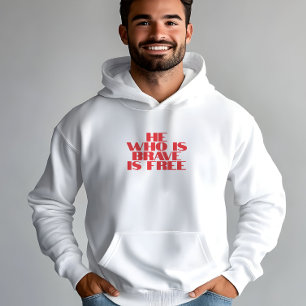 Moletom Quem é corajoso é livre citação branco vermelho
