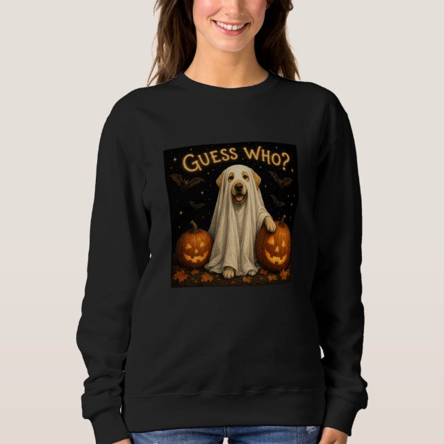 Moletom Quem É? Design de Labrador Fantasma de Halloween (Frente)