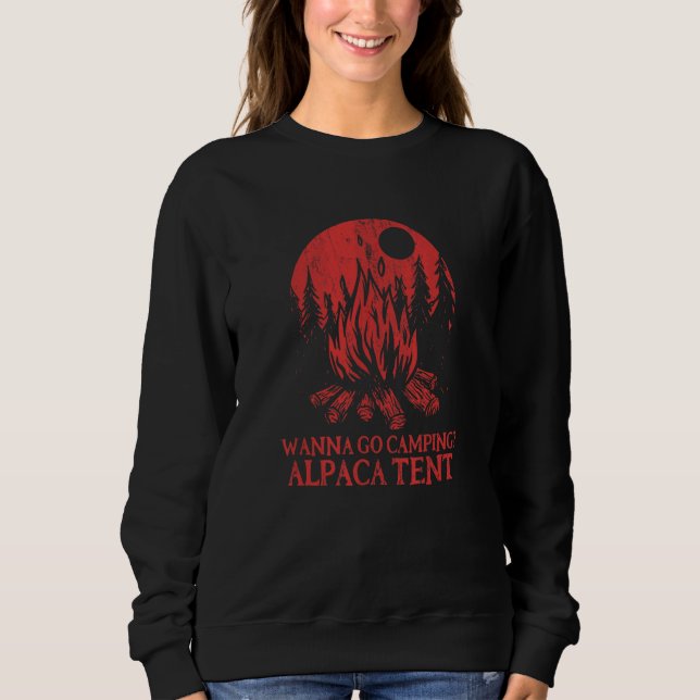 Moletom Quer Ir Acampar Tenda de Alpaca Acampante Humor de (Frente)