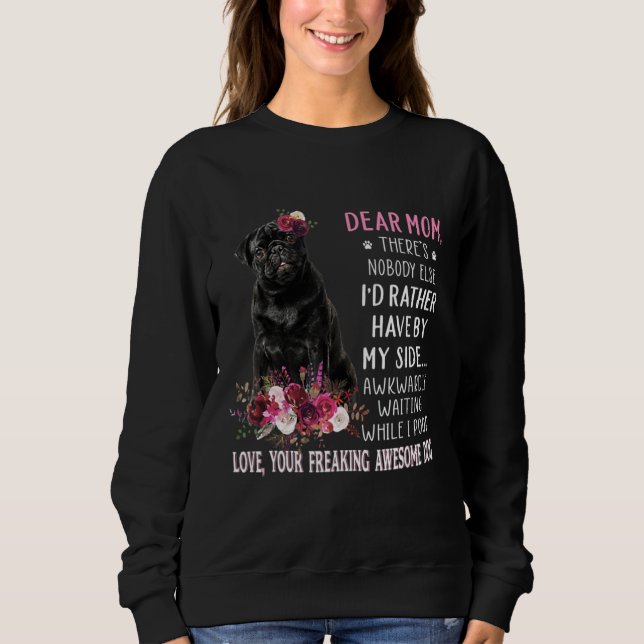 Moletom Querido cão Pug Mãe Dia de as mães Feliz (Frente)