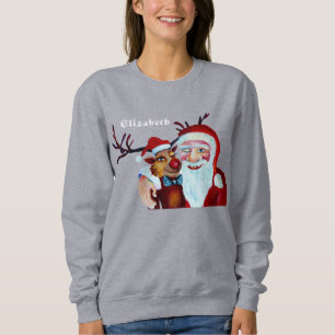 Moletom Quirky Engraçado Papais noeis & Reindeer Natal Hum