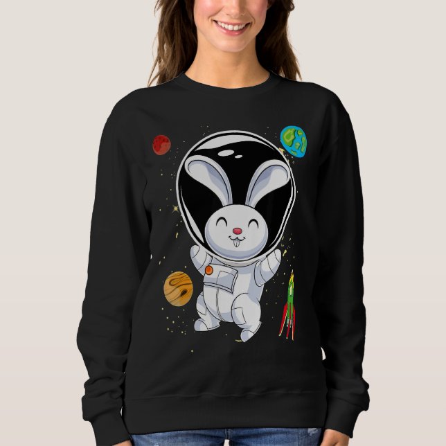 Moletom Rabbit Cute Animal Rocket Planets Scientist Astron (Frente)