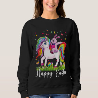 Moletom Rabbit Riding Unicorn Happy Easter Day Eggs Girls 