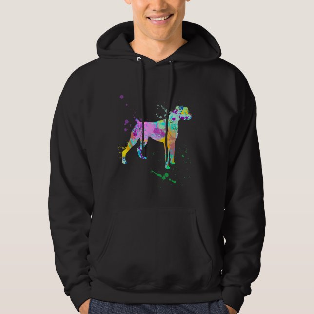 Moletom Raça de cachorro Boxer Arte de respingo de tinta P (Frente)