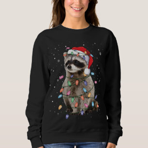Moletom Raccoon Christmas Tree Lights Pajama Racoon Lover