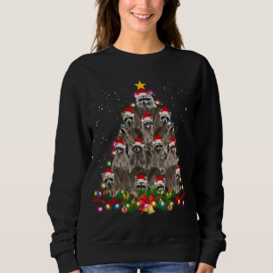 Moletom Raccoon Christmas Tree Lights Pajama Racoon Lover