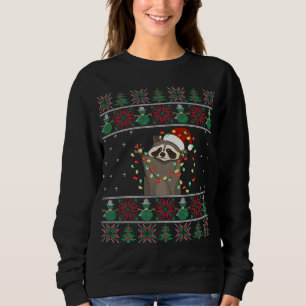 Moletom Raccoon Xmas Lights Raccoon Ugly Christmas Sweater
