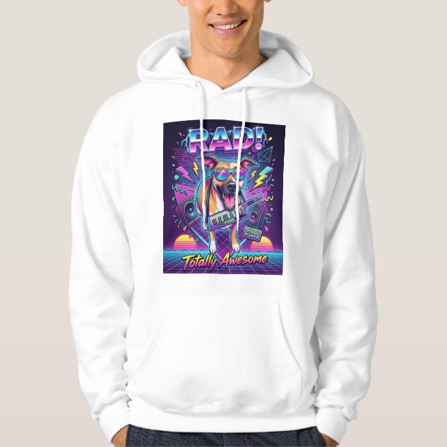 Moletom rad retrô synthwave dos anos 80 cachorro (Frente)