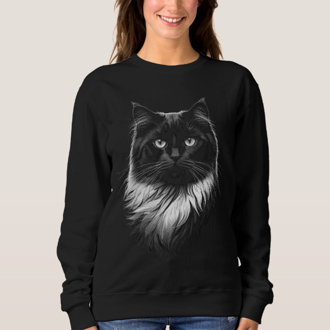 Moletom Ragdoll Cat Women's Black Sweatshirt (Frente)