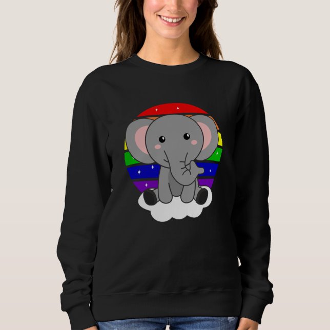 Moletom Rainbow Elephant Cute Elephants For Kids (Frente)