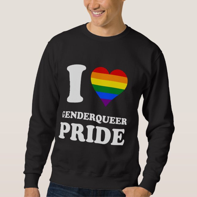 Moletom Rainbow Flag I Love Genderqueer Pride (Frente)