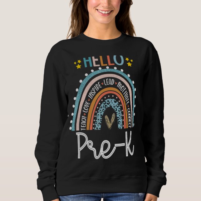 Moletom Rainbow Hello Pre K Professor Primeiro Dia Da Esco (Frente)