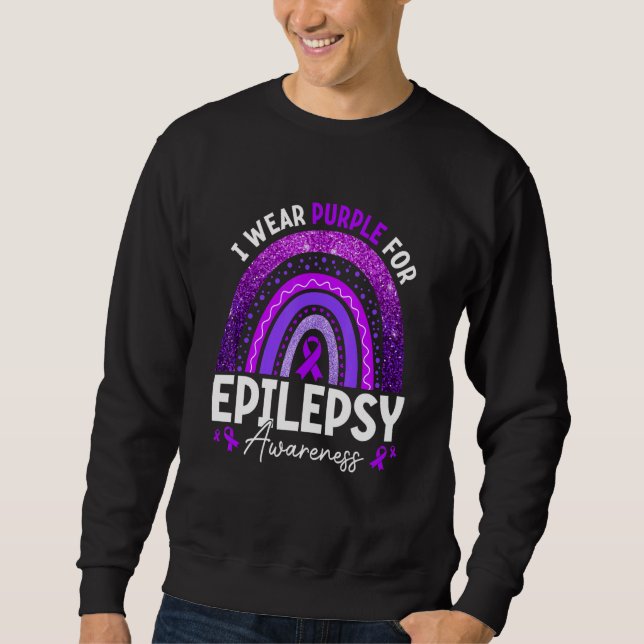 Moletom Rainbow I Wear Purple Ribbon For Epilepsy Awarenes (Frente)